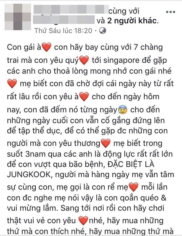 A Vietnamese fangirl of BTS passed away due to bone cancer 