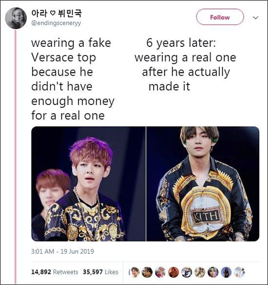 Recently, a post on Twitter about V’s change in image has got the attention of many netizens. The post has received 36.000 likes and almost 15.000 retweets.