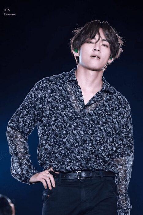 6 years has passed, V is now an international-scale famous idol with countless designer’s clothings. In the photo is him wearing a silk design of Kith X Versace which costs 995 USD.