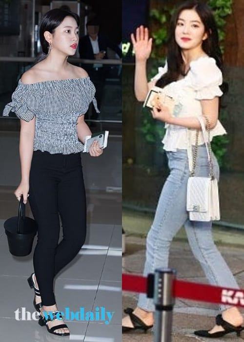 Red Velvet’s airport fashion usually consists of flat shoes. However, these kind of shoes usually give off a mature vibe.