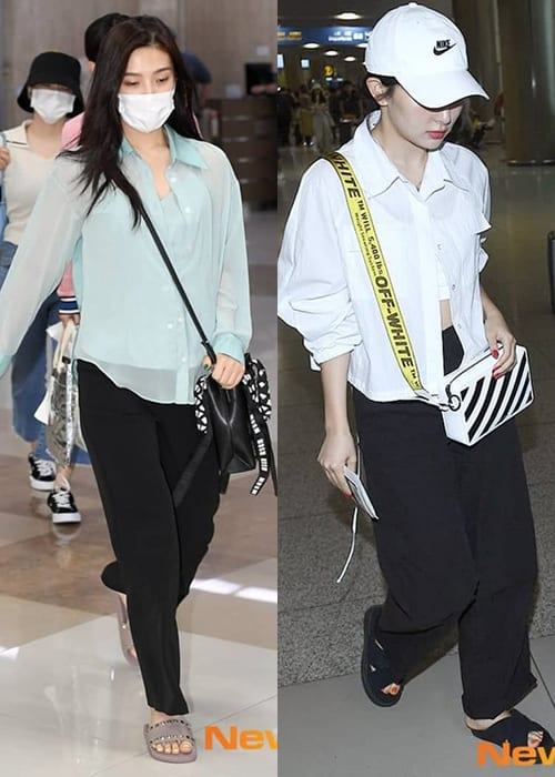 Different from BLACKPINK, the Red Velvet members’ fashion is more simple and laid back even though the price is no less. Joy once went to the airport with her expensive Valentino slippers and simple shirts and slacks. Seulgi was also kinda messy in those slippers.