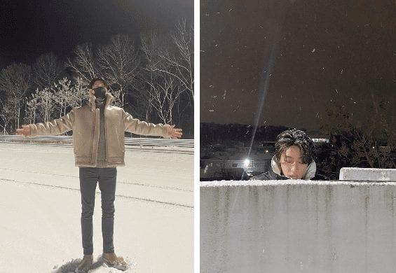 Many idols take photos under the snow1