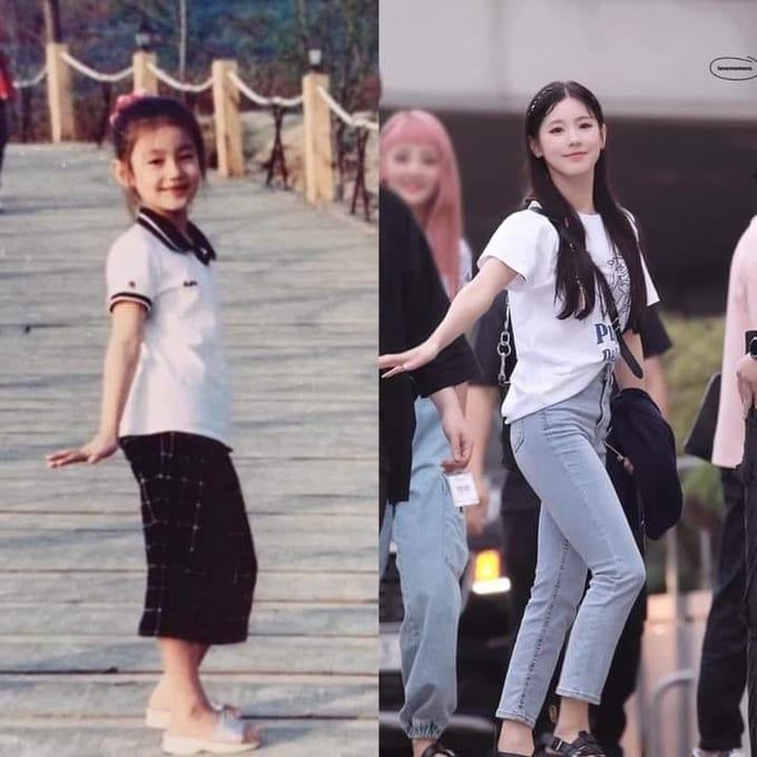 The member of (G) I-DLE looked strange with flat bangs.  Fans are also excited to discover that Mi Yeon used to have  the famous green glasses