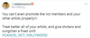sm is criticized for not being able to give up the american dream after revealing about nct hollywood 8