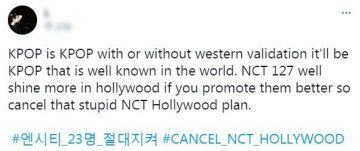 sm is criticized for not being able to give up the american dream after revealing about nct hollywood 6