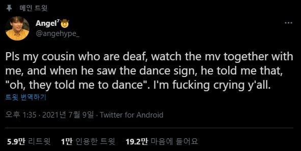 "When BTS did 'this gesture', I cried"... Tweet from a deaf family