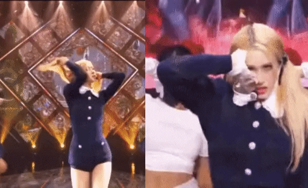Somi wore the same outfit as Rosé (BLACKPINK) when she performed on SBS Inkigayo's stage