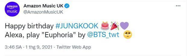 Amazon Music UK celebrated Jungkook's birthday and played the song ‘Euphoria’ of the golden maknae BTS