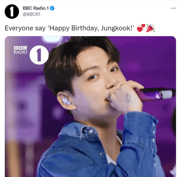 "Everyone say happy birthday to Jungkook" - tweeted by BBC Radio 1