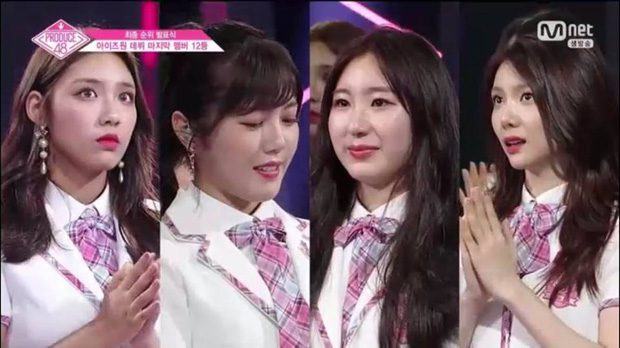Han Chowon (left edge) and Lee Gaeun (right edge) were anxiously waiting for 12th place to be named