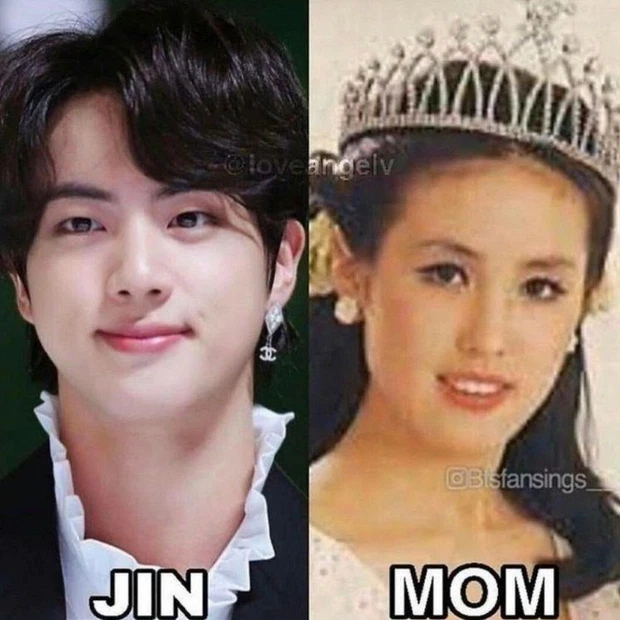 A fan uploaded a photo of a woman who is said to be Jin's mother and asked the male idol