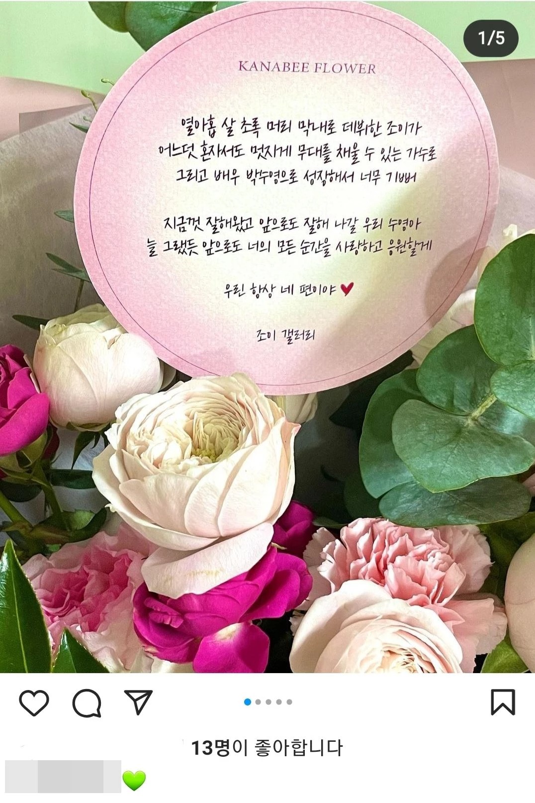 Joy's private Instagram account