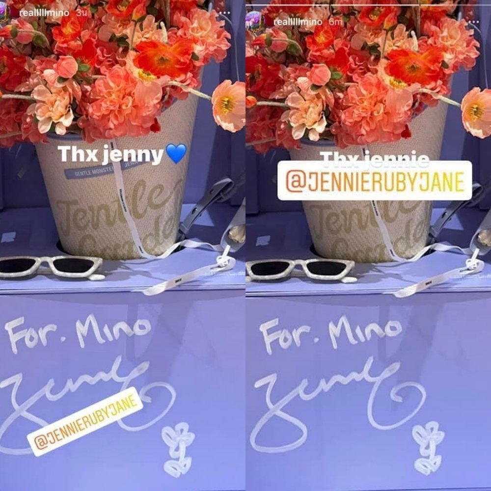 Mino expressed his gratitude to Jennie on Instagram 