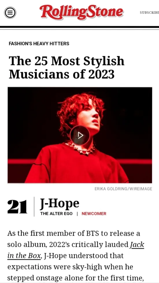 J-Hope Rolling Stone