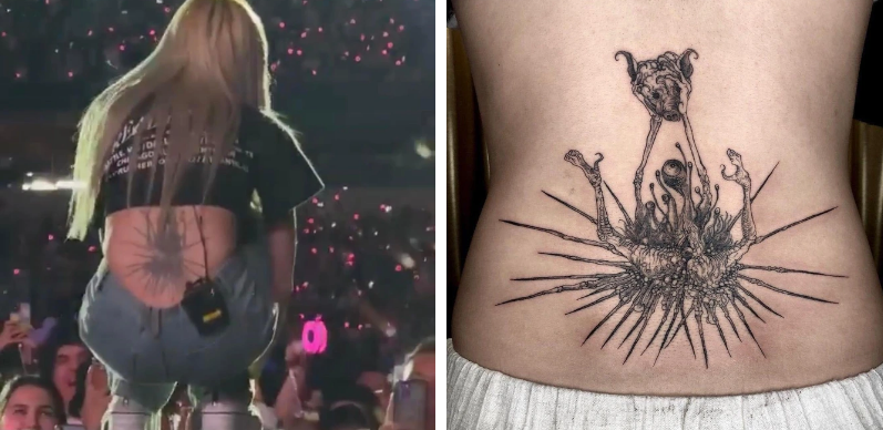 Chaeyoung delighted her fans by flaunting her tattoos during the concert.