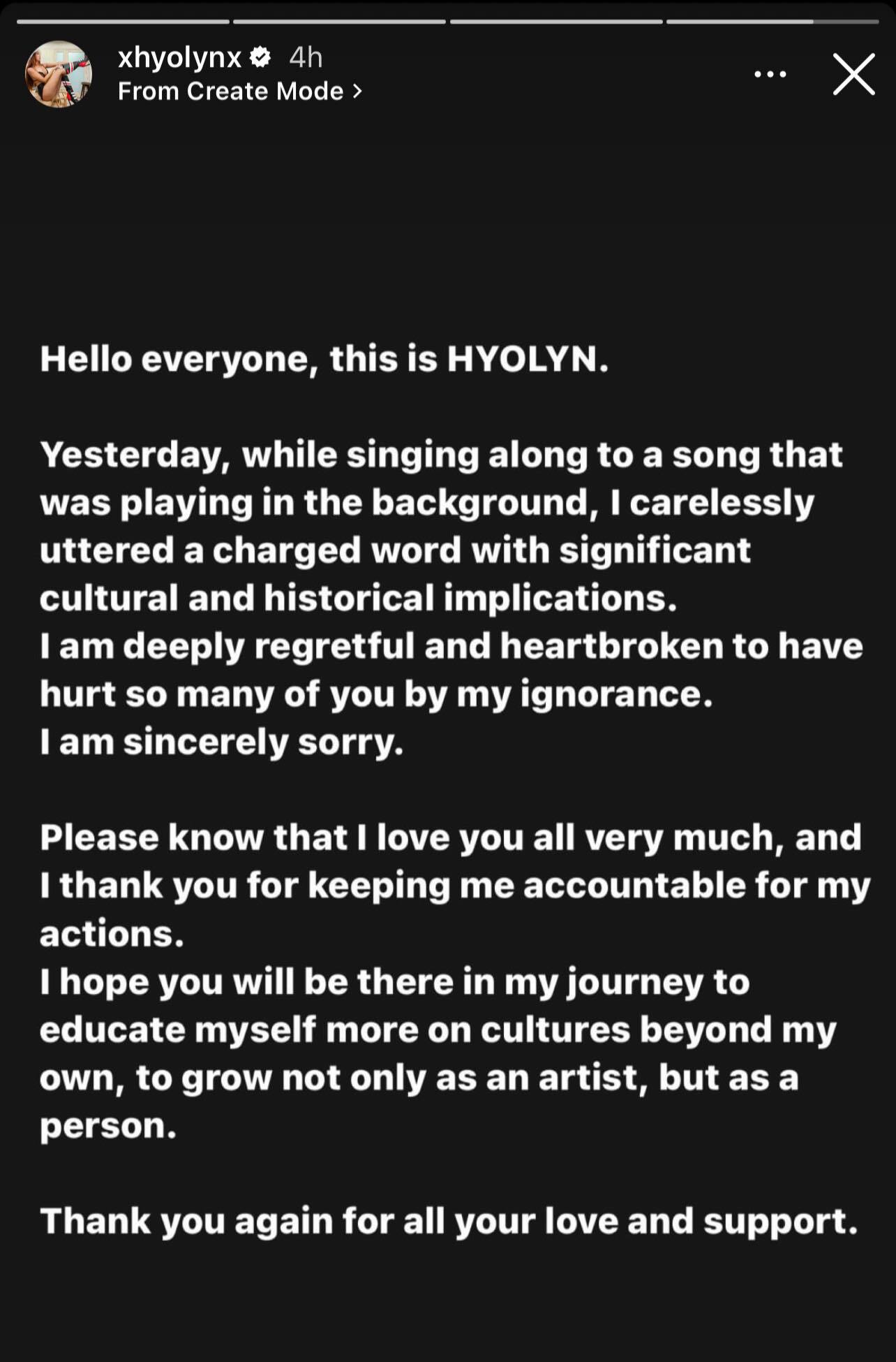 Hyolyn Used R*cist Word