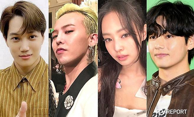 jennie blackpink-kai-g-dragon-bts-v