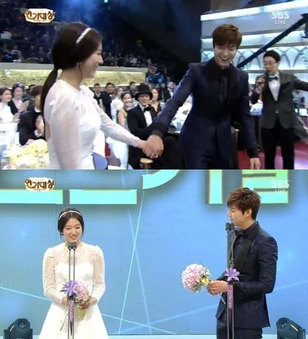 park shin hye lee min ho They even held hands while going on stage to receive the Best Couple award. Based on Lee Min Ho's interview, netizens suspected that he was secretly dating Park Shin Hye, however, the actress indirectly denied this.