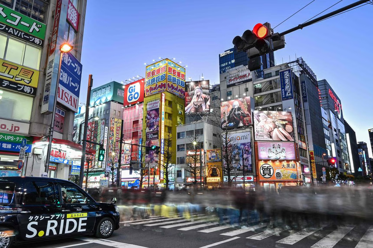 The popular electronics and anime area of Akihabara in central Tokyo on Jan 10. The government’s Cool Japan strategy has helped the nation’s anime and content industries expand overseas.PHOTO: AFP
