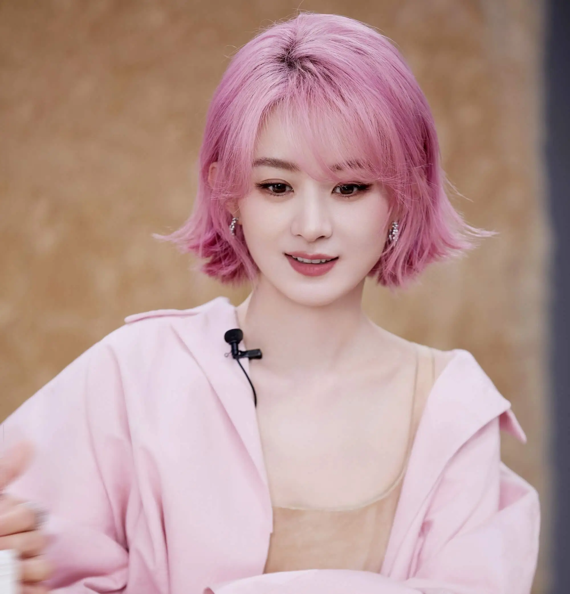 zhao liying sina controversypinkhair-asianwoman-microphone-pinkshirt.