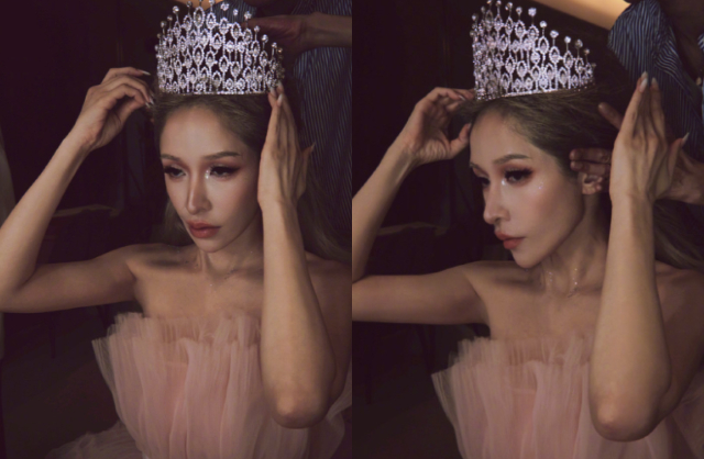 elva hsiao dog bite face surgerywoman-crown-tiara-makeup.
