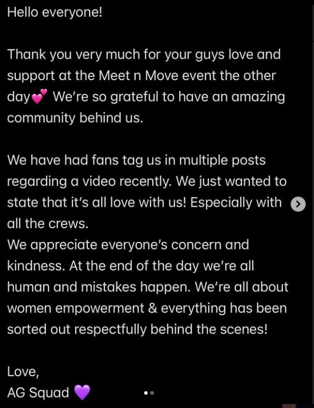 AG SQUAD statement on Honey J and Aikistatement-gratitude-empowerment-apology.