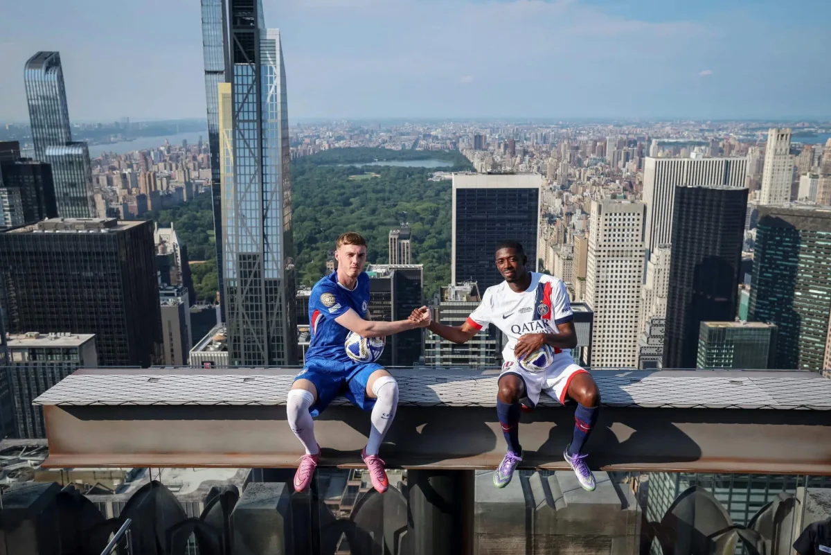 Ousmane Dembélé PSG new era iconsoccer' 'rooftop' 'handshake' 'newyork.