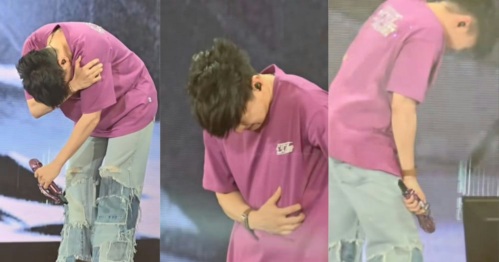 JJ Lin heart conditionsinger' 'performance' 'pain' 'microphone.