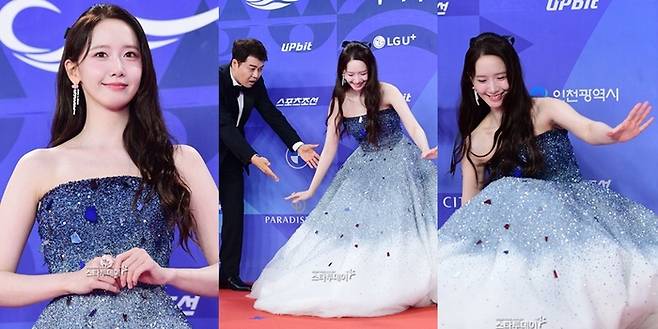 SNSD’s YoonA Trips on Blue Dragon Red Carpet, but Shines with Grace