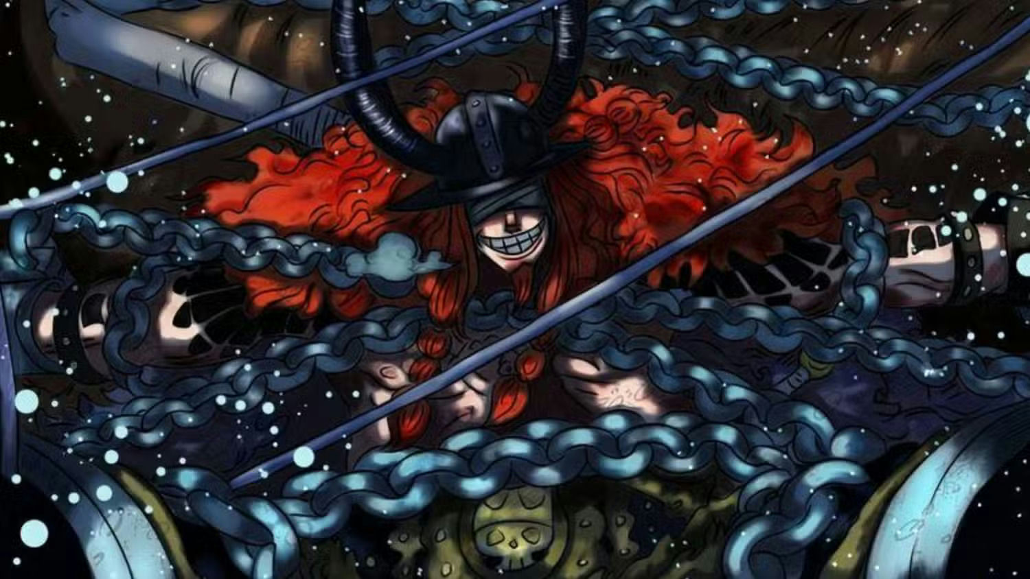 Loki's true dream One Piececharacter' 'chains' 'horns' 'blindfold.