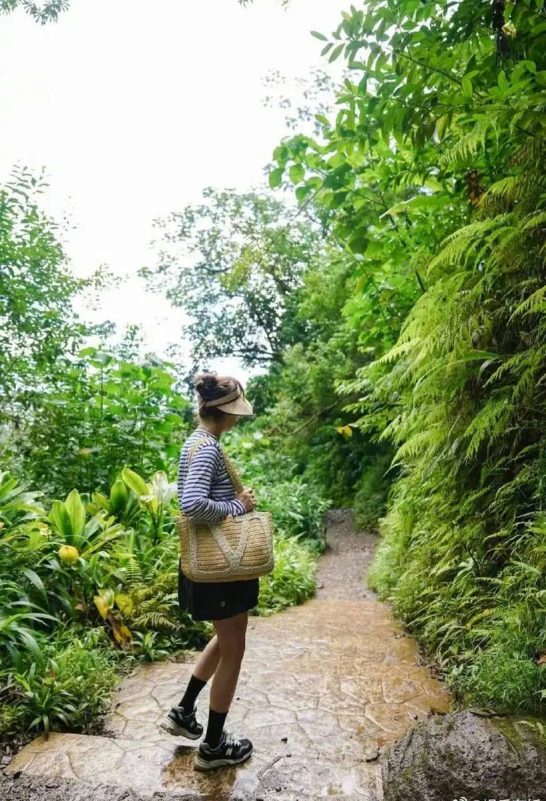 Sun Li family trekkingwoman' 'nature' 'path' 'bag.