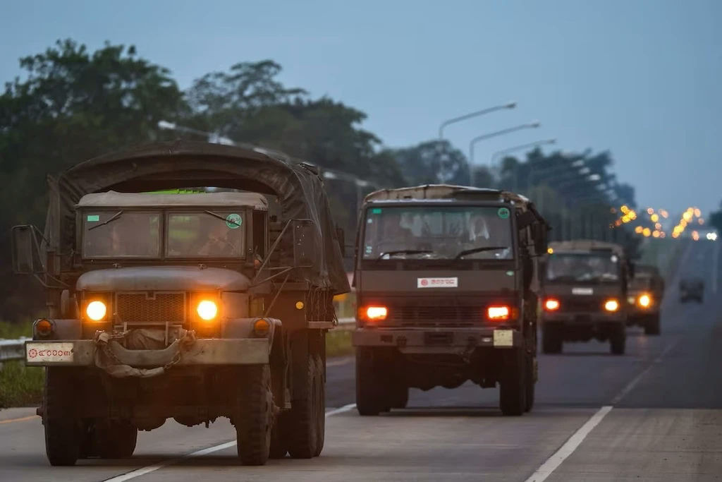 Thailand Cambodia border conflict 2025military' 'vehicles' 'convoy' 'road' 'transport.