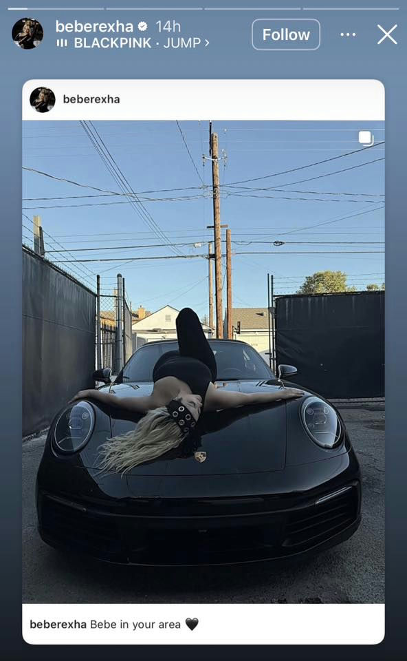 BLACKPINK Bebe Rexha Fit For' 'oman' '' 'orsche' '' 'lack' 'utfit' '' 'londe' 'air.