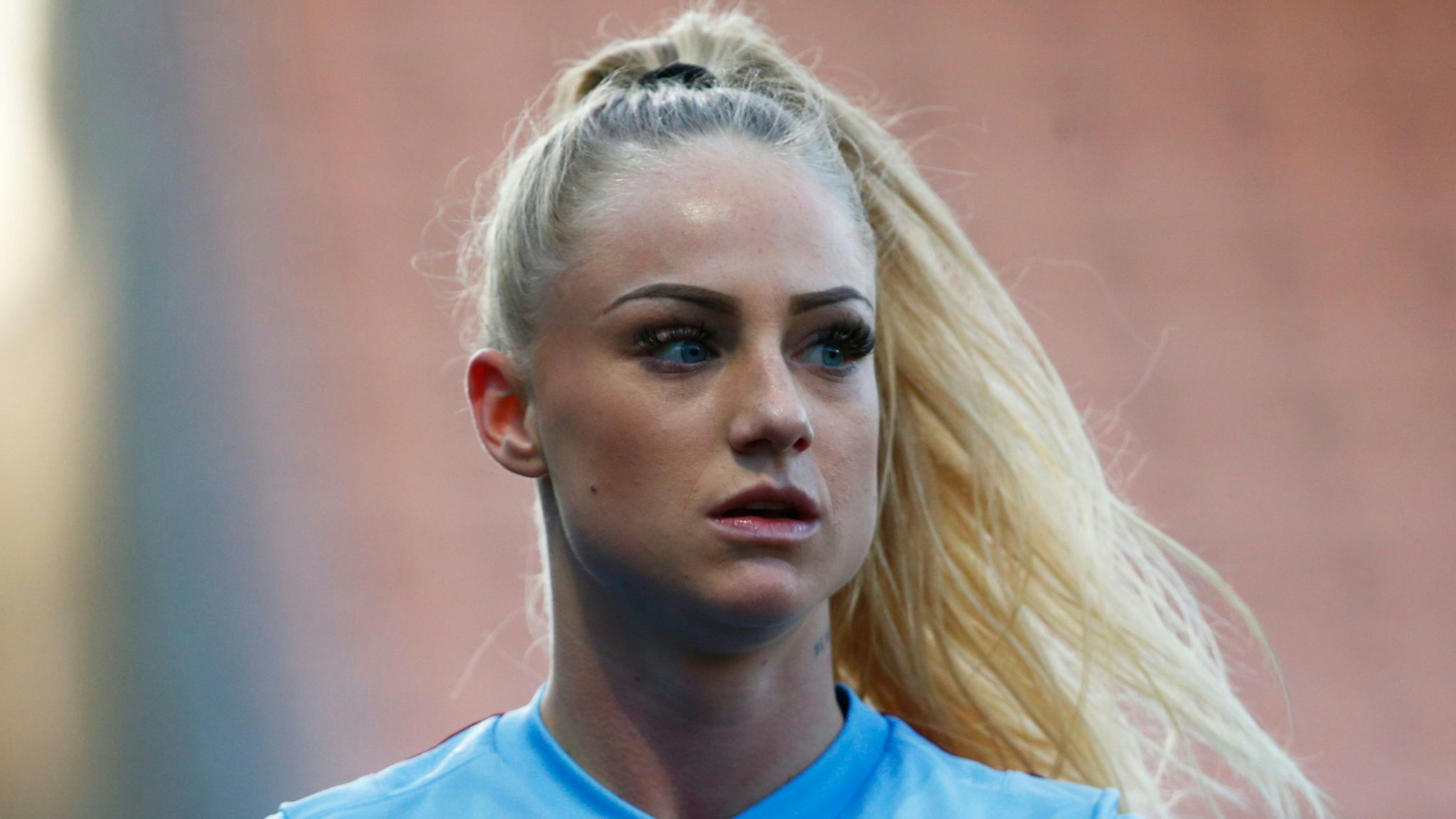 Alisha Lehmann EURO 2025woman' 'blonde' 'air' 'blue' 'yes' 'ponytail.