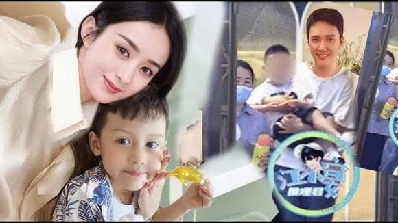 Zhao Liying with sonwoman' 'boy' 'face' 'mask.