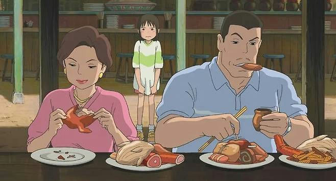 people' 'eating' 'anime' 'food' 'restaurant.