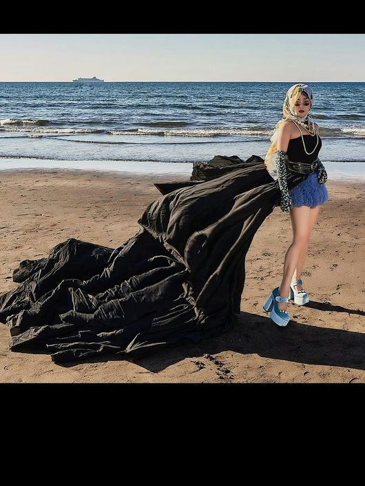 Park Na-rae solo wedding photoshootperson' 'beach' 'fashion' 'dress' 'heels.
