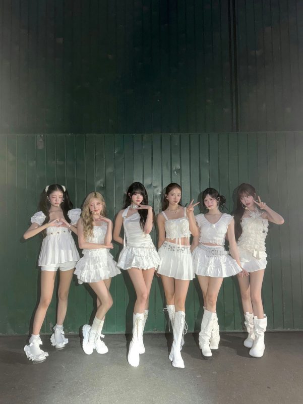 Jang Wonyoung mic drop viral KCONpeople' '' '' 'white' 'dress' 'boots' 'posing.
