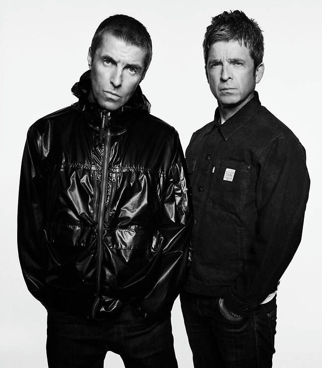 Oasis Wembley concert accidenttwo' 'blackandwhite' 'jackets' 'serious' 'men.