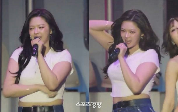 TWICE Jeongyeon health recoverypeople' 'singing' 'microphone' 'crop' 'top' 'stage.
