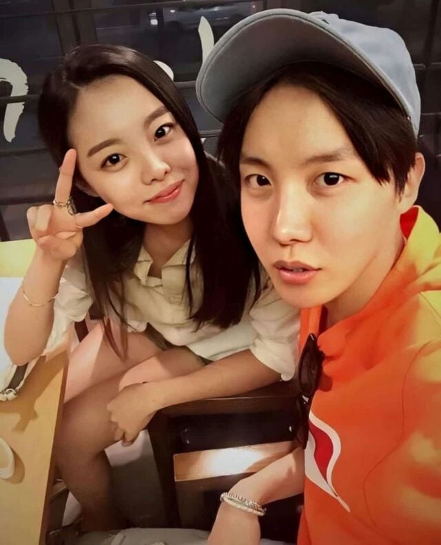 J-Hope's sister pregnancy rumorspeople' 'selfie' 'indoors' 'pose' 'smiling.