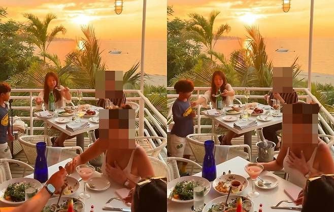 Lee Si-young controversypeople' 'sunset' 'dining' 'ocean' 'table.