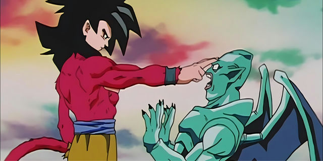 Dragon Ball GT characters in Dragon Ball Supertwo' 'anime' 'fighting' 'pointing' 'yelling.