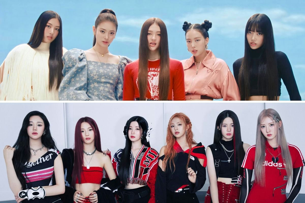 MEOVV and BABYMONSTER floppeople' '' '' '' 'fashion' 'pose' 'kpop' 'group.
