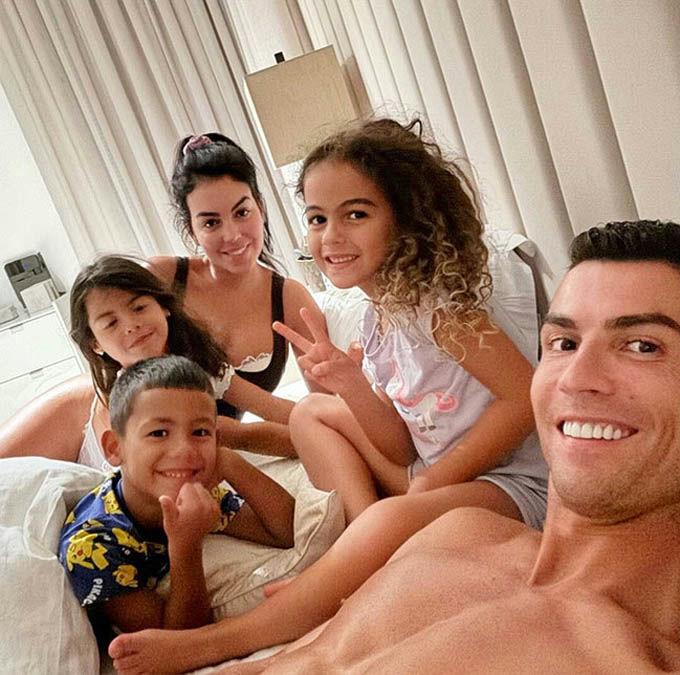 Cristiano Ronaldo Georgina Rodríguez love storypeople' 'family' 'bed' 'smile' 'togetherness.