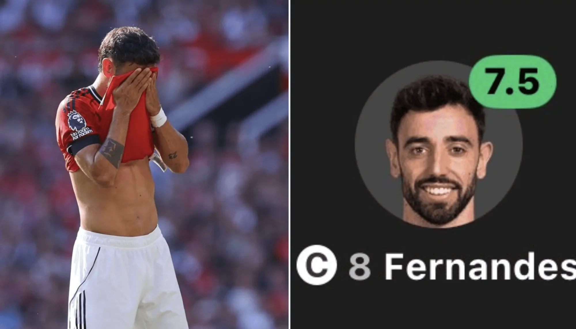 bruno fernandes reacts to arsenal loss