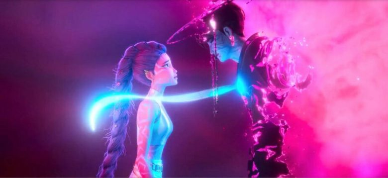 KPop Demon Hunters character deathspeople' '' 'aya' 'energy' 'neon' 'animated.