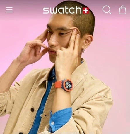 Swatch China controversyperson' 'male' 'watch' 'earrings' 'pink.