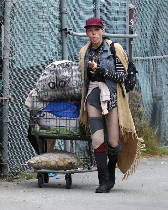 Loni Willison homelessperson' 'shoppingcart' 'sandwich' 'blanket' 'boots.