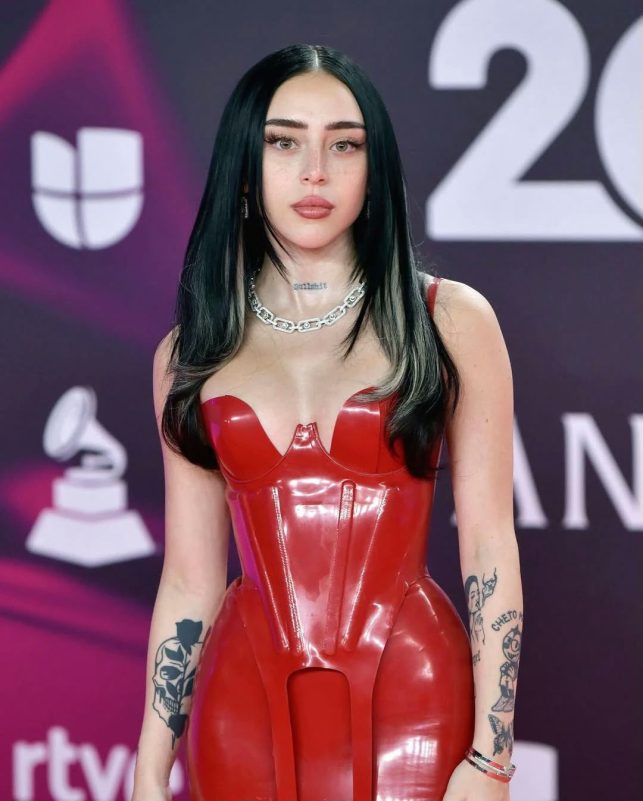 Yamal Nicki Nicole dating rumorsperson' 'red' 'latex' 'tattoos' 'necklace.